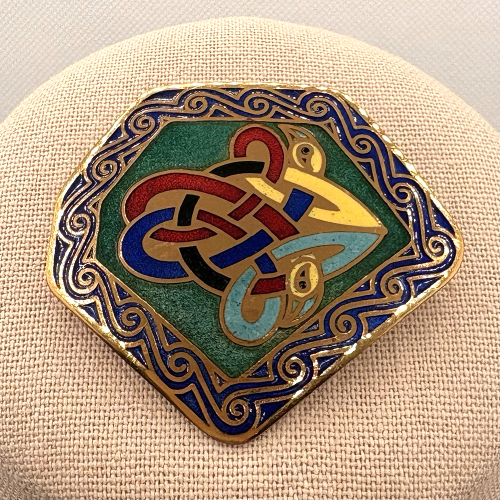 Vintage Tara Ware Dublin Ireland Celtic Enamel Multi Color Bird Brooch Pin‎